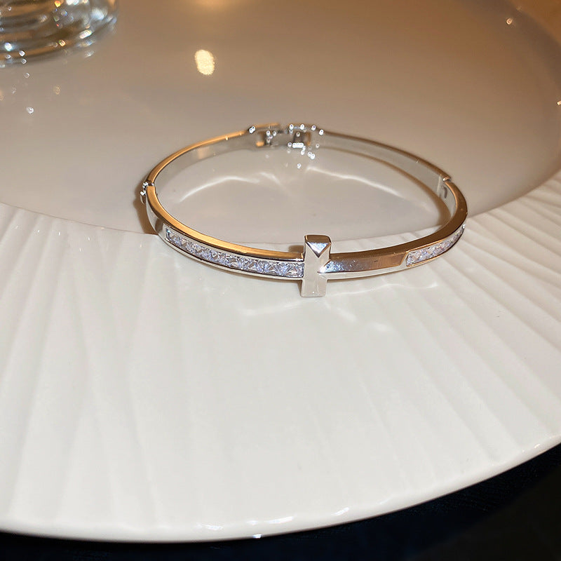 Wholesale Zircon Double Layer Letter Buckle Bracelet